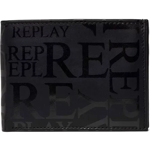 Leather Multi Logo Wallet , male, Sizes: ONE SIZE - Replay - Modalova