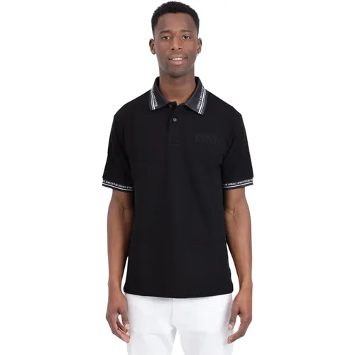 Schwarzes Logo Print Polo Shirt , Herren, Größe: XL - Versace Jeans Couture - Modalova