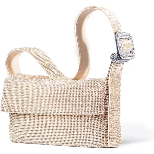 Kristallbesetzte Mesh-Tasche in Sand - Benedetta Bruzziches - Modalova