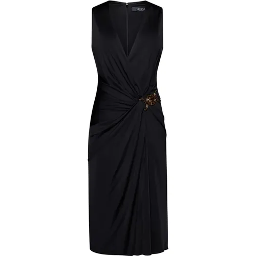V-Neck Dress , female, Sizes: S - Versace - Modalova