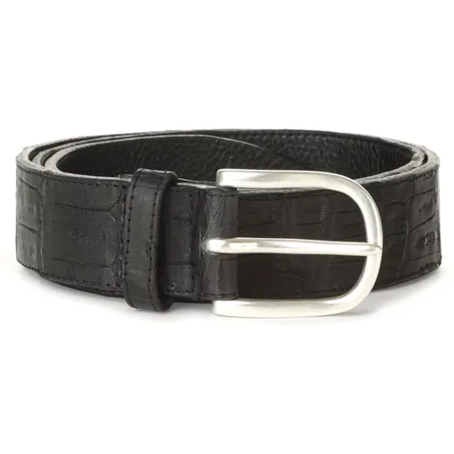 Crocodile Leather Belt with Silver Buckle , male, Sizes: 95 CM, 105 CM, 100 CM - Orciani - Modalova