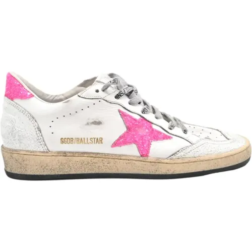 Crack Leather Glitter Star Sneakers , female, Sizes: 6 UK - Golden Goose - Modalova