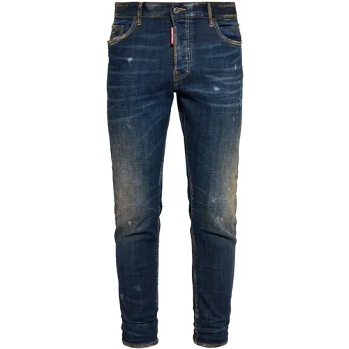 Blaue Skinny Skater Denim Jeans , Herren, Größe: XL - Dsquared2 - Modalova