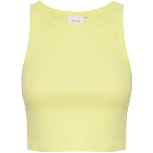 Sonnengelbes Geripptes Crop Top , Damen, Größe: XL - Gestuz - Modalova