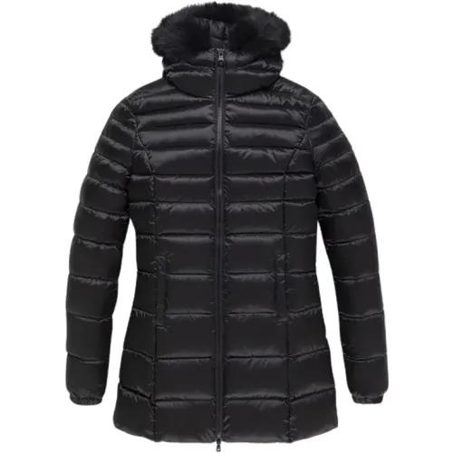 Schwarze Winter Daunenjacke mit Pelz , Damen, Größe: S - RefrigiWear - Modalova