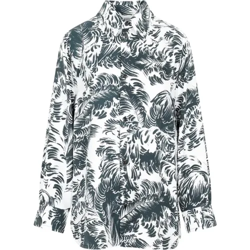 Grey Printed Silk Shirt Womens Clothing , female, Sizes: XS, 2XS - Bottega Veneta - Modalova
