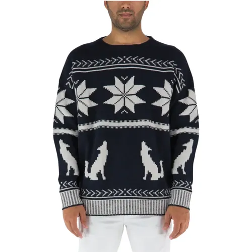 Wolf and Christmas Star Wool Pullover , male, Sizes: M, L - ETRO - Modalova