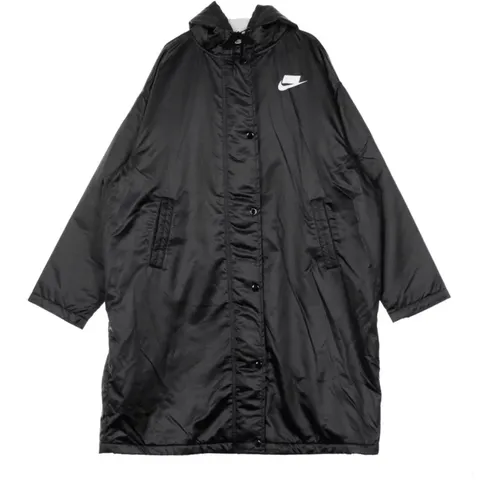 Sportliche Lange Parka Jacke in Schwarz/Weiß - Nike - Modalova