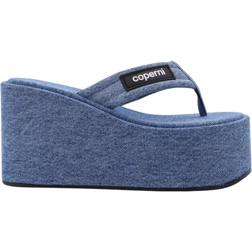 Denim Logo Patch Sandals , female, Sizes: 8 UK, 7 UK - Coperni - Modalova