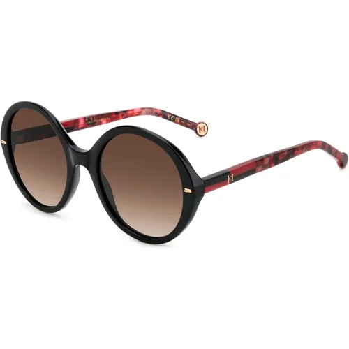 Schwarze Rot/Braun Getönte Sonnenbrille,Schwarze Weiße/Graue Sonnenbrille - Carolina Herrera - Modalova