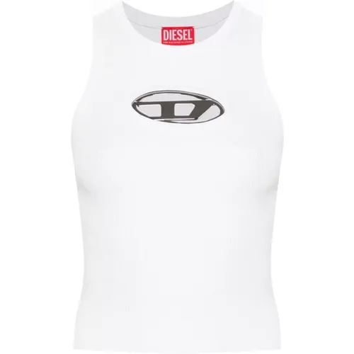 Weiße Gestrickte Top mit Oval D Logo , Damen, Größe: S - Diesel - Modalova