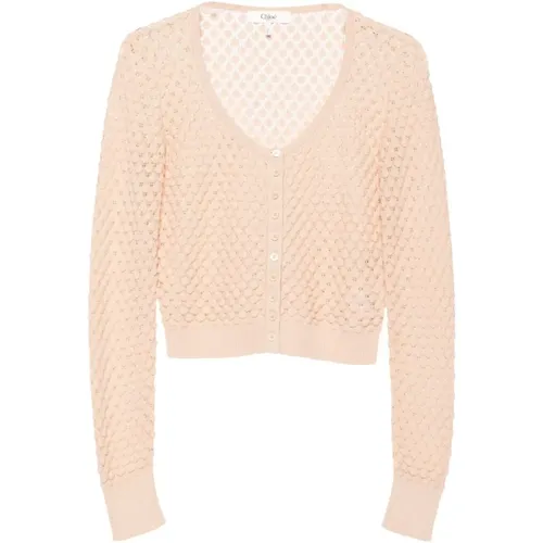 Buttoned Cotton Cardigan Sweater , female, Sizes: M - Chloé - Modalova