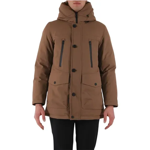 Arctic Twill Parka with Hidden Zip , male, Sizes: L, M - Woolrich - Modalova