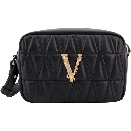 Matelassé Leather Shoulder Bag with V Barocco Logo , female, Sizes: ONE SIZE - Versace - Modalova