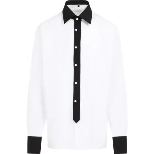 Cotton Shirt with Black Accents , male, Sizes: L, S - Prada - Modalova