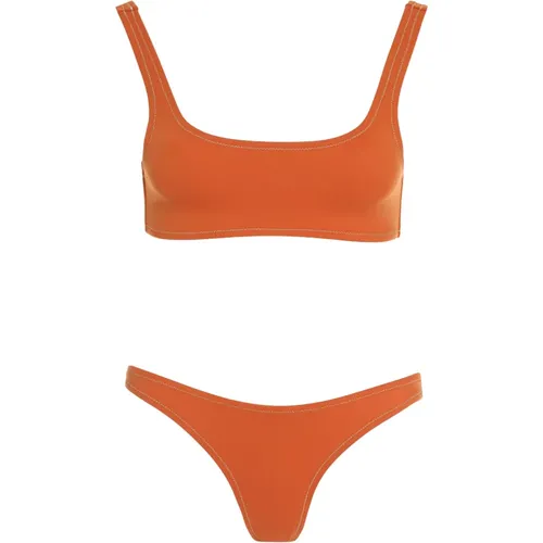 Bandeau Bikini mit Lurex-Nähten , Damen, Größe: L - Reina Olga - Modalova