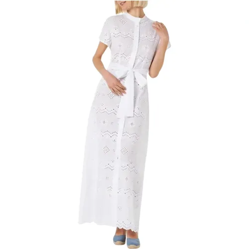 Weiße Keira Kleid mit Sangallo-Stickerei , Damen, Größe: S - MC2 Saint Barth - Modalova