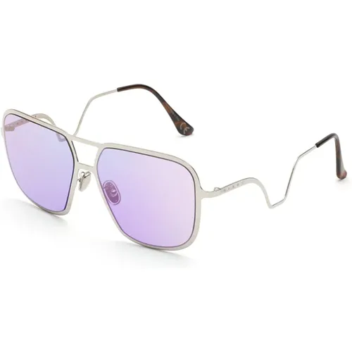 Silberne Metall Sonnenbrille für Frauen , Damen, Größe: 58 MM - Marni - Modalova