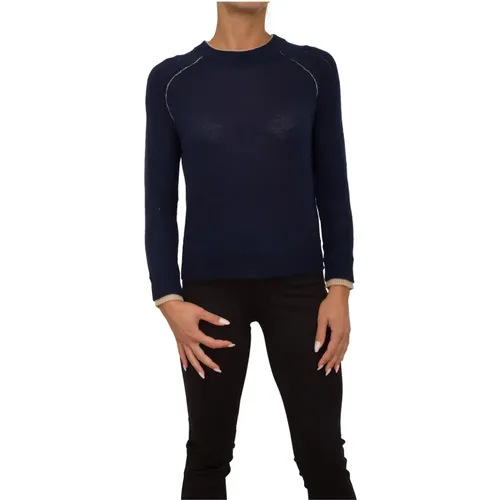 Blauer Kaschmir Pullover Langarm , Damen, Größe: XS - Nenette - Modalova