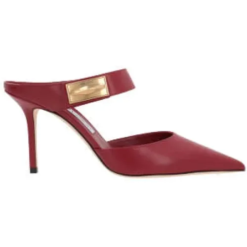 Rote Leder Sandalen mit Diamantdetail , Damen, Größe: 36 EU - Jimmy Choo - Modalova