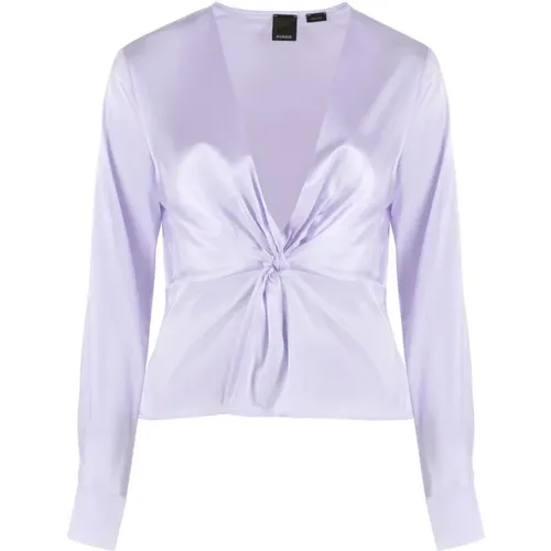 Silk Lilac Blouse - T-shirt Top , female, Sizes: M - pinko - Modalova