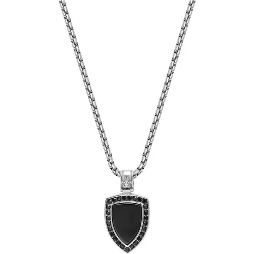 Silver Necklace with Onyx Shield Pendant - Nialaya - Modalova