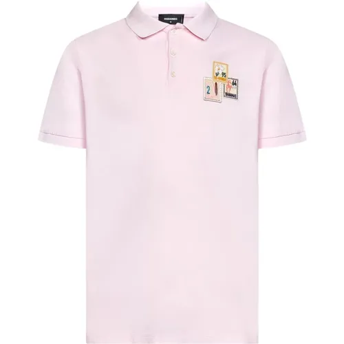 Stilvolles Herren Polo Shirt mit Multicolor Patches - Dsquared2 - Modalova