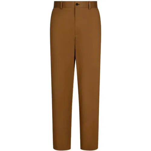 Cognac StretchStraight Trousers , male, Sizes: XL, M, L - Dolce & Gabbana - Modalova