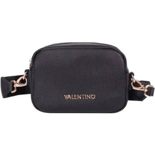 Schwarze Rechteckige Handtasche mit Goldener Valentino Inschrift - Valentino by Mario Valentino - Modalova