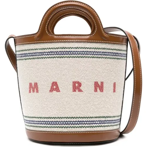 Canvas Bag with Embroidered Logo and Stripe Detailing , female, Sizes: ONE SIZE - Marni - Modalova