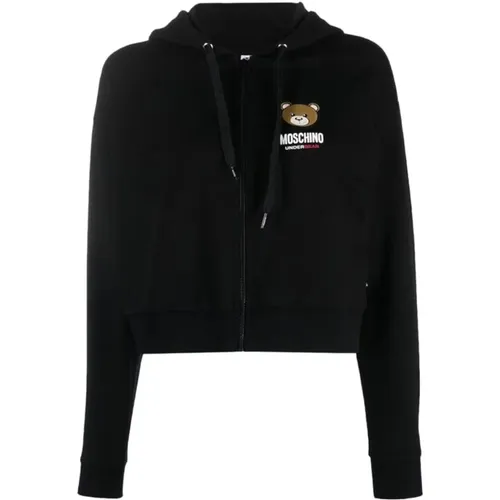 Schwarzer Zip-Sweatshirt für Damen - Love Moschino - Modalova