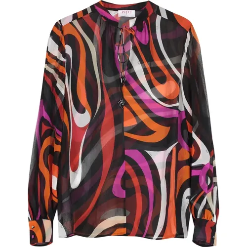 Seidenbluse mit Marmo-Print , Damen, Größe: S - EMILIO PUCCI - Modalova