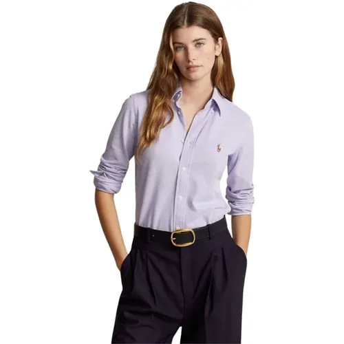 Lila Gestricktes Oxford Hemd , Damen, Größe: 2XL - Ralph Lauren - Modalova