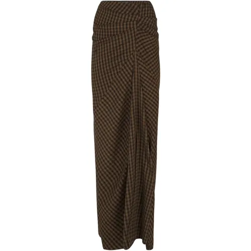 Justine, silk checkered skirt , female, Sizes: 2XL, L, XL, S - Cortana - Modalova