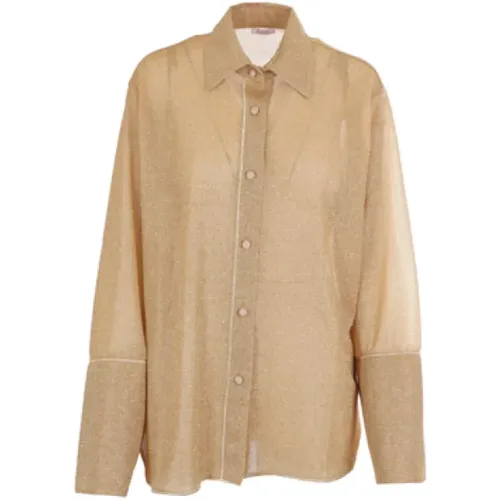 Golden Lurex Shirt , female, Sizes: S/M, M/L - Oseree - Modalova
