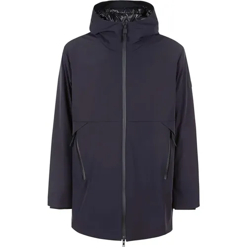 Blauer Langer Softshell Kapuzenmantel , Herren, Größe: S - Peuterey - Modalova