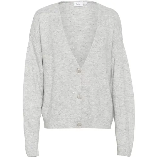 Glimmer Cardigan Pearl Grey Mel , Damen, Größe: M - Saint Tropez - Modalova