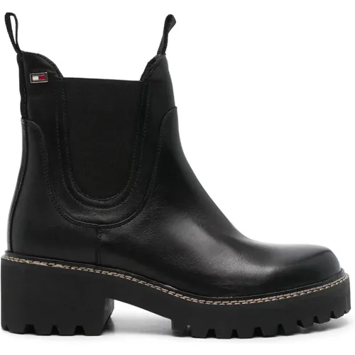 Leather Chelsea Mid Heel Boots , female, Sizes: 3 UK, 8 UK, 5 UK, 6 UK, 7 UK, 4 UK - Tommy Hilfiger - Modalova