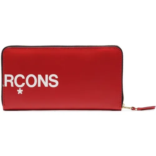 Rote Lederbrieftasche mit Logo-Druck - Comme des Garçons - Modalova