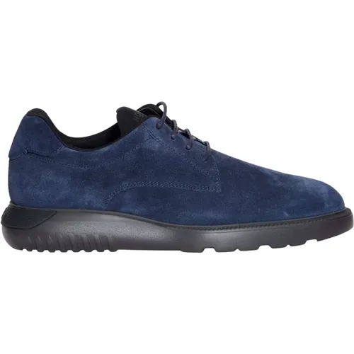 Blaue Wildleder Schnürschuhe mit Würfelsohle , Herren, Größe: 40 EU - Hogan - Modalova