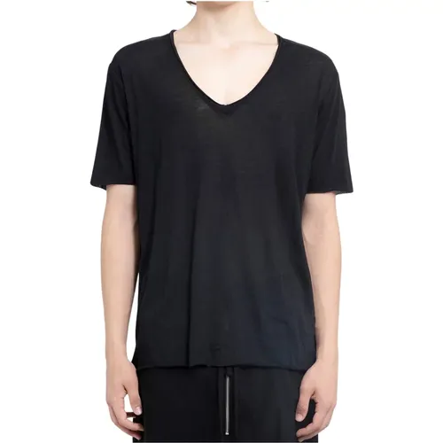 Schwarzes Baumwoll V-Ausschnitt T-Shirt , Herren, Größe: M - Thom Krom - Modalova