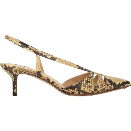 Schlangenhaut Spitz Zulaufende Slingback Pumps - Francesco Russo - Modalova