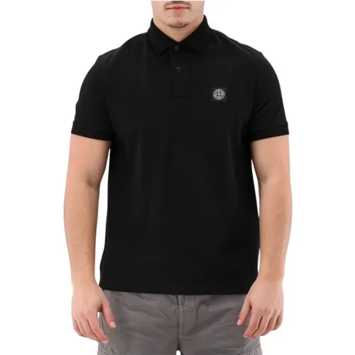 Schwarzes Poloshirt mit kurzen Ärmeln , Herren, Größe: L - Stone Island - Modalova