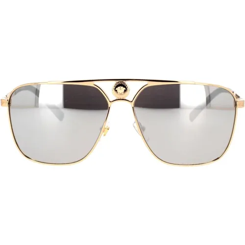 Rechteckige Sonnenbrille Ve2238 12526G , unisex, Größe: 61 MM - Versace - Modalova