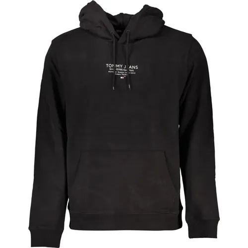 Schwarzer Hoodie mit Logo-Print , Herren, Größe: S - Tommy Hilfiger - Modalova