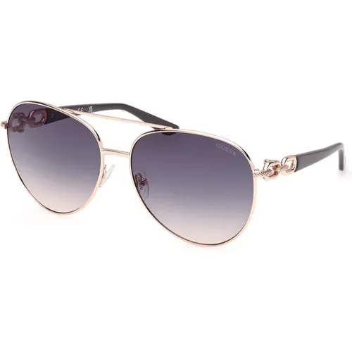 Rose Gold Sunglasses with Blue Lenses , unisex, Sizes: 61 MM - Guess - Modalova