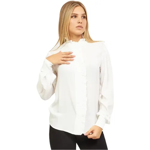 Ruffled Shirt with Mandarin Collar , female, Sizes: S - Silvian Heach - Modalova