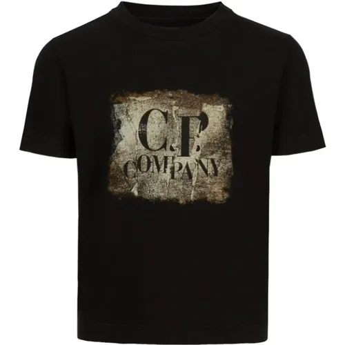 Kurzarm T-Shirt mit Kontrastierendem Logo-Print - C.P. Company - Modalova