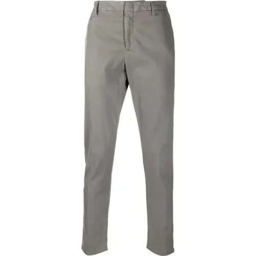 Taupe Grey Slim-Cut Chinos , male, Sizes: W33 - Dondup - Modalova