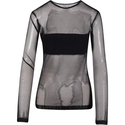 Mesh Dash Applique Crewneck Top , female, Sizes: M, XS - Norma Kamali - Modalova